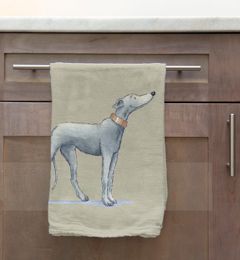 Greyhound Grey Tea Towel